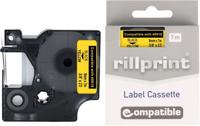 Rillprint compatible D1 tape voor Dymo 40918, 9 mm, zwart op geel - thumbnail