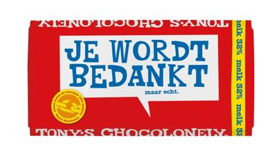 Chocolade Tony's Chocolonely melk bedankt reep 180gr | 15 stuks Chocolade Tony's Chocolonely melk bedankt reep 180gr | 15 stuks