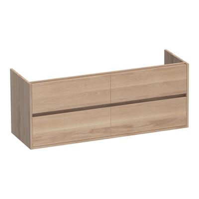 Brauer Adore - Onderkast - 140 cm - met 4 Softclose Lades Greeploos en 2 Sifon Uitsparingen - Lamellen Eiken Naturel