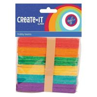 Haza create it houten ijsstokjes 50 stuks multicolor - thumbnail