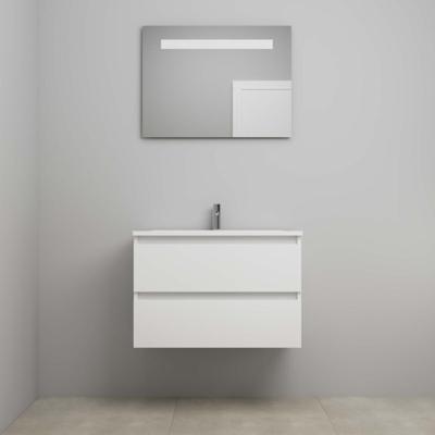 On-Line Badkamermeubelset - 80 cm - Voorgemonteerd - Acryl Wastafel - 1 Kraangat - Spiegel met LED-Verlichting - Hoogglans Wit