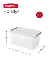 Curver Handy+ Opbergbox - 50L - 3 stuks - Transparant met deksel - thumbnail