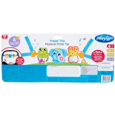 Playgro Travel Trio Musical Pram Tie hangend babyspeelgoed