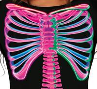 Neon Jumpsuit Zwart Skelet Vrouw - thumbnail