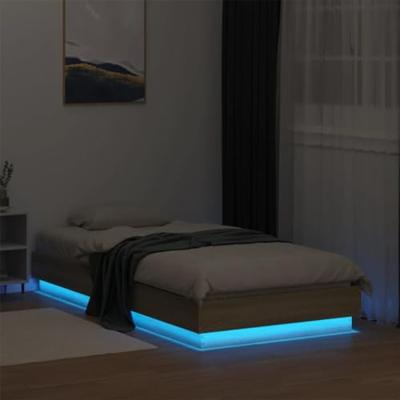 Bedframe met LED-verlichting sonoma eikenkleurig 90x190 cm