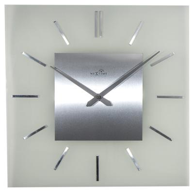 NeXtime NE-3148 Wandklok 40 X 40 Cm, Melkglas, 'Stripe Square' Radio Controlled NeXtime NE-3148 Wandklok 40 X 40 Cm, Melkglas, 'Stripe Square' Radio Controlled