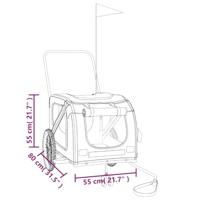 Hondenfietstrailer oxford stof en ijzer rood en grijs - thumbnail