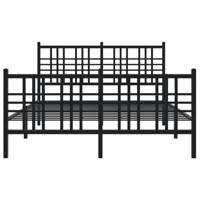 Bedframe met hoofd- en voeteneinde metaal zwart 140x200 cm - thumbnail