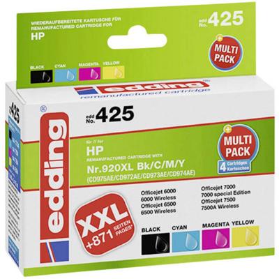 Edding Inktcartridge vervangt HP 920, 920XL Compatibel Combipack Zwart, Cyaan, Magenta, Geel 18-425 Edding Inktcartridge vervangt HP 920, 920XL Compatibel Combipack Zwart, Cyaan, Magenta, Geel 18-425