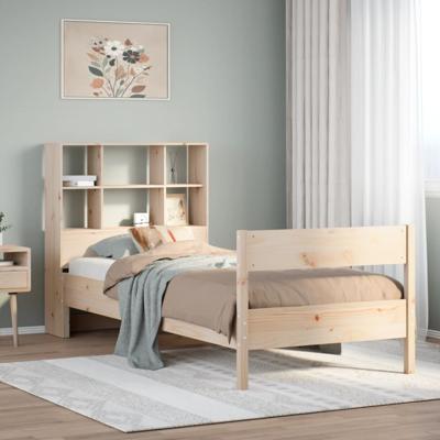 Bed met boekenkast zonder matras massief grenenhout 120x190 cm