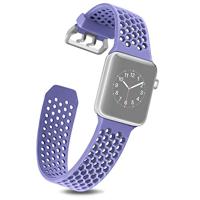 By Qubix - Bandje met gaatjes - Lavendel - Compatible met Apple Watch 38mm / 40mm / 41mm / 42mm - Compatible Apple watch bandjes - thumbnail