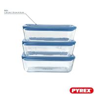 Set Lunchboxen Pyrex Blauw Transparant 2,6 L 3 Onderdelen - thumbnail