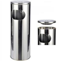 HI As- en afvalbak staand 58 cm zilverkleurig - thumbnail