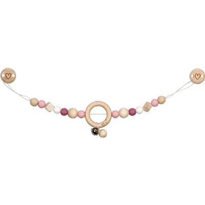 Goki houten wandelwagenketting hart roze met clips