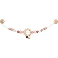 Goki houten wandelwagenketting hart roze met clips - thumbnail