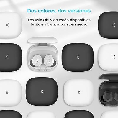 KSIX Oblivion Draadloze Bluetooth-hoofdtelefoon, HD-microfoon voor oproepen, waterdicht, spraakassistent, 19 uur batterijduur, True Wireless Stereo, Touch-bediening, zwart