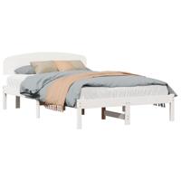 Bedframe met hoofdeinde Wit 140 x 190 cm Massief grenenhout - thumbnail
