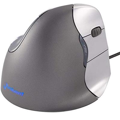 Evoluent Vertical Mouse 4 VM4R Ergonomische muis USB Optisch Zwart, Zilver 6 Toetsen 2800 dpi Ergonomisch