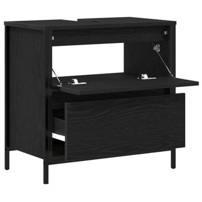 Badkamerkast met lades 60x34,5x60 cm zwart eikenkleurig