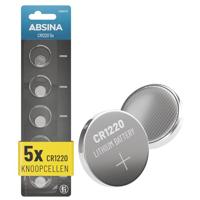 ABSINA CR1220 Knoopcel 3 V lithium 5 stuks - batterij CR 1220 lekvrij en lange houdbaarheid - CR 1220 3 volt voor autosleutel, horloge UVM - CR 1220 batterijen, CR 1220 lithium batterijen - thumbnail
