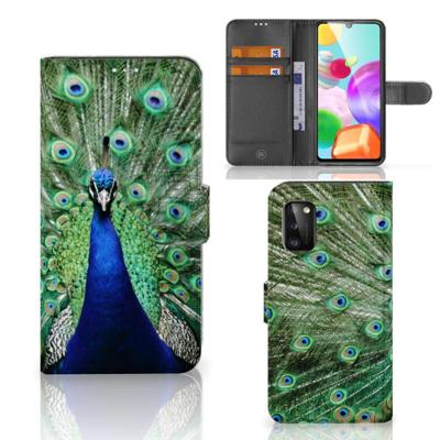 Samsung Galaxy A41 | Telefoonhoesje | Met pasjeshouder | Pauw