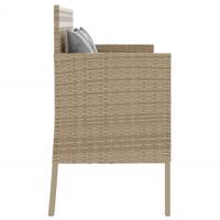 Tuinbank met kussens poly rattan beige - thumbnail