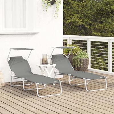 Ligstoel 2-persoon 2 pcs Grijs 58 x 188 x 77cm Stof