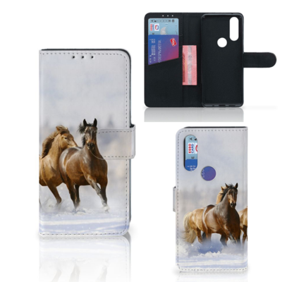 Motorola One Macro Telefoonhoesje met Pasjes Paarden Motorola One Macro Telefoonhoesje met Pasjes Paarden