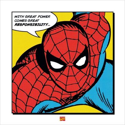 Kunstdruk Spider-Man - With Great Power 40x40cm