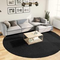 VidaXL Vloerkleed pamplona shaggy hoogpolig modern ø 280 cm zwart - thumbnail