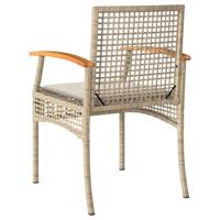 Tuinstoelen 4 st met kussens poly rattan en acaciahout beige - thumbnail