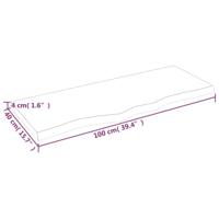 Wandschap 100x40x(2-4)cm behandeld massief eikenhout lichtbruin - thumbnail