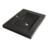 Brauer Magma Wastafel - 60 cm - met 1 Spoelbak en 1 Kraangat - Natuursteen Basalt Antraciet - thumbnail
