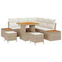 Tuin Sofa Set met kussen met opslag 8 pcs Beige Poly riet - thumbnail