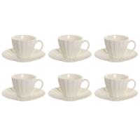 Set van 6 kopjes met schotel Home ESPRIT Wit Porselein 150 ml - thumbnail