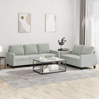 2-delige Loungeset met kussens fluweel lichtgrijs - thumbnail