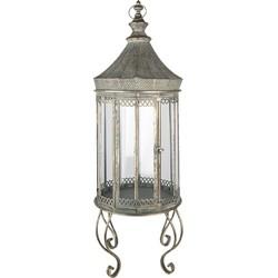 Lantaarn 103 cm Grijs Metaal Rond Kaarsenhouder