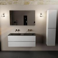 MONDIAZ AIVY 120cm badmeubel Talc, wastafel Urban solid surface dubbel zonder kraangat (AI-351651URBAN-NO - AI-M120TADU) - thumbnail