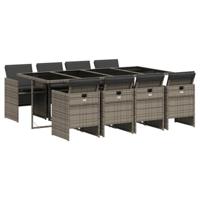 9-delige Tuinset met kussens poly rattan grijs - thumbnail