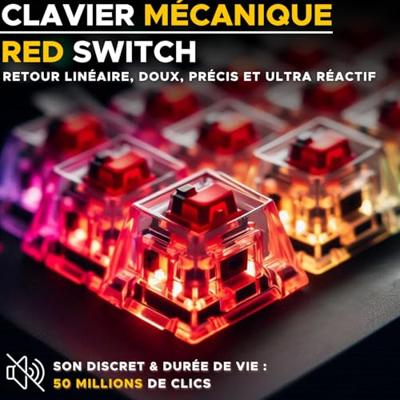 The G-Lab - Keyz Thallium - Mechanisch toetsenbord 60% USB - Red Switch verwisselbaar - Mini Gamer-toetsenbord, mechanisch toetsenbord, ultra-compact formaat, 100% aanpasbaar. Pc/ps4/Ps5/xbox - Azerty