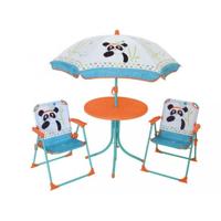 FUN HOUSE 713095 INDIAN PANDA Tuinmeubilair met een tafel, 2 klapstoelen en een parasol voor kinderen - thumbnail
