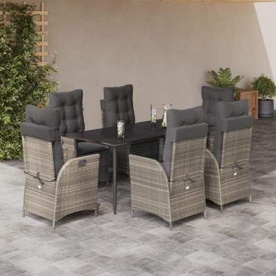 7-delige Tuinset met kussens poly rattan grijs 7-delige Tuinset met kussens poly rattan grijs