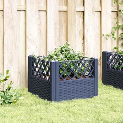 Plantenbak met pinnen 43,5x43,5x43,5 cm polypropeen blauwgrijs