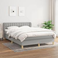 Boxspring met matras stof lichtgrijs 140x190 cm - thumbnail