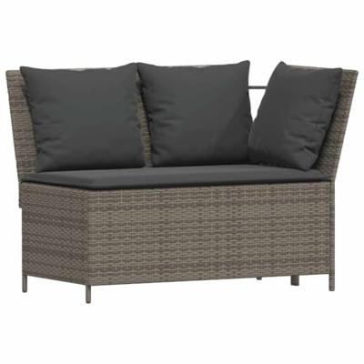 5-delige Loungeset met kussens poly rattan grijs