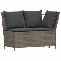 5-delige Loungeset met kussens poly rattan grijs - thumbnail
