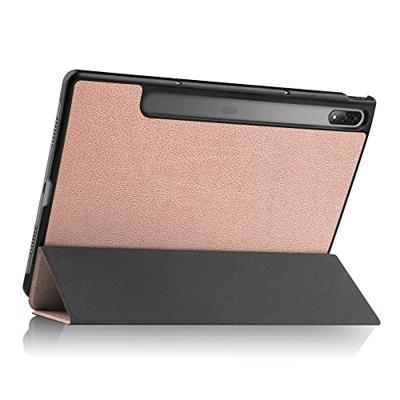 Lunso - Lenovo Tab P12 Pro - Tri-Fold Bookcase hoes - Rose Goud
