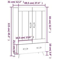 Hoge kast 69,5x31x115 cm bewerkt hout bruin eikenkleur - thumbnail
