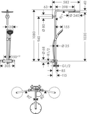Hansgrohe Doucheset Raindance Select S 240 1jet PowderRain Met Thermostaat Chroom Hansgrohe Doucheset Raindance Select S 240 1jet PowderRain Met Thermostaat Chroom