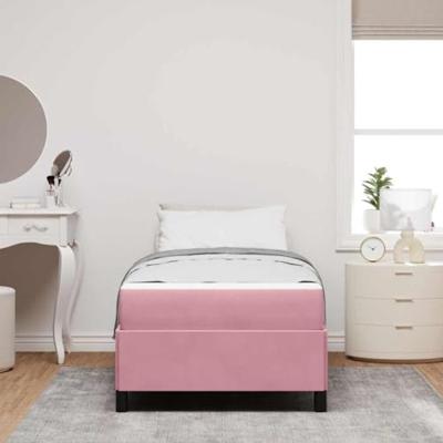 Bedframe met matras Roze en wit 90 x 200 cm Fluweel